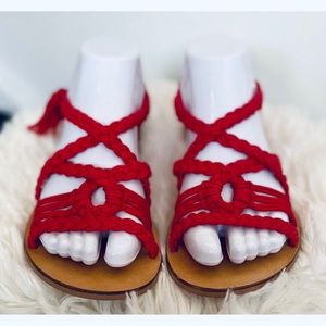Urban Outfitters Women’s Red Rope Strappy Sandal Size 9 (Fits more like 7.5-8)
